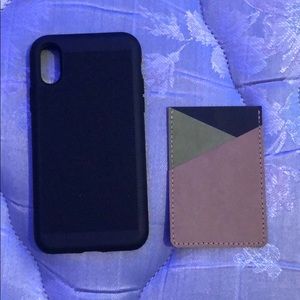 black iphone xs case w card holder included